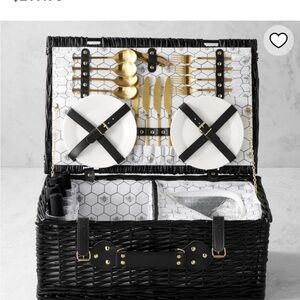 Elegant Black Picnic Basket Set